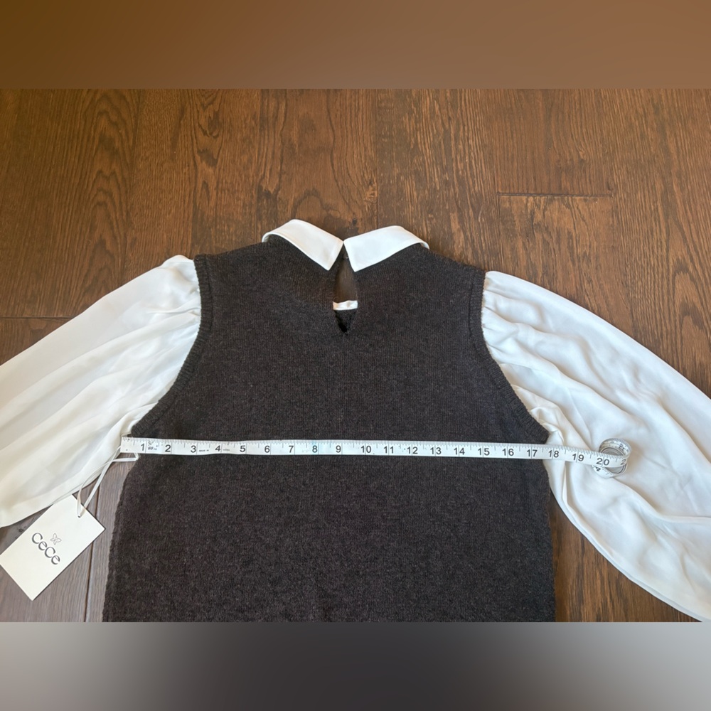 Cece‎ Mixed Media Top in Chocolate Women’s Size Small NWT - Picture 5 of 6